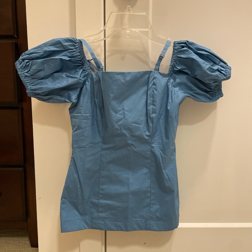 Kitten D’Amour Botánica Balloon Sleeve Top Blue size 4
